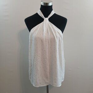 White Rhinestone Halter Top Size Medium